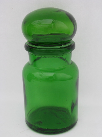 Retro green glass kitchen canisters, airtight seal canister jars set