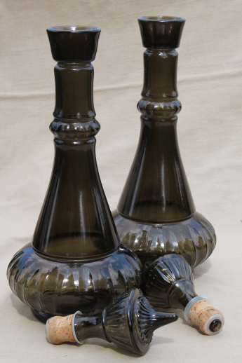 Retro I Dream of Jeannie vintage Jim Beam bottles, smoke glass genie bottle  pair