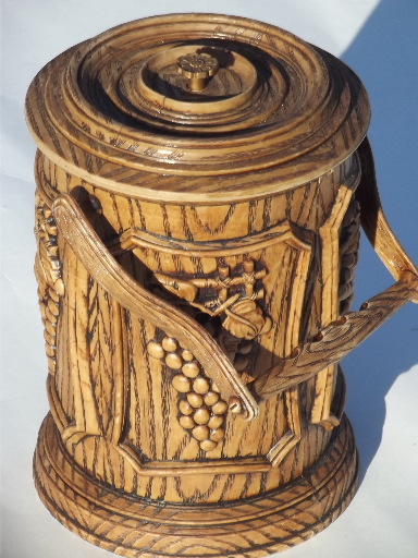 Retro ice bucket for wine, Brentwood plastic carved wood design