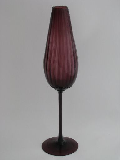 Retro Italian art glass goblet vase, 60s vintage amethyst purple color