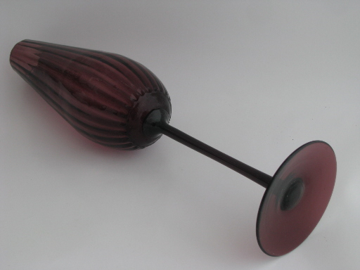 Retro Italian art glass goblet vase, 60s vintage amethyst purple color