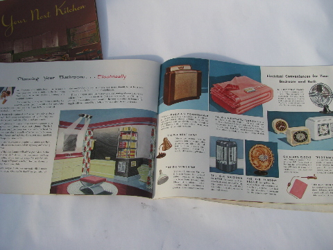 Retro kitchens, vintage 1940s kitchen design book appliance catalogs