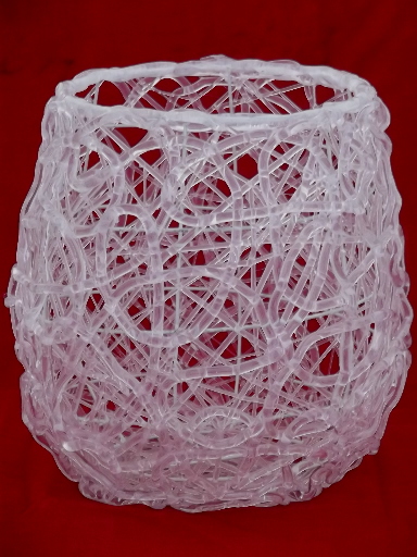 Retro lucite spaghetti string vase or pen holder, mod white plastic