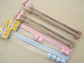 Retro macrame wall hanging rods for banners & needlework,  plastic & wood rod sets