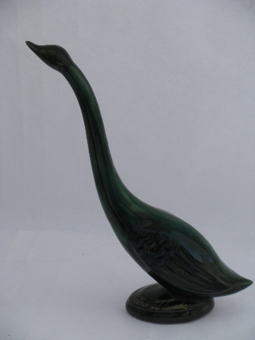 Retro mid-century vintage tall ceramic bird statue, long necked egret