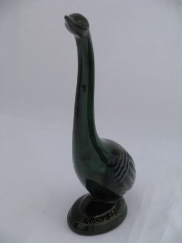 Retro mid-century vintage tall ceramic bird statue, long necked egret