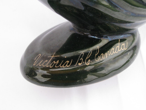 Retro mid-century vintage tall ceramic bird statue, long necked egret