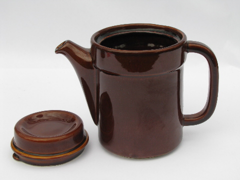 Retro mod butterscotch brown Pfaltzgraff compatibles coffee pot & candle warmer