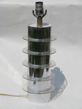Retro mod space age vintage table lamp - lucite saturn rings / silver chrome