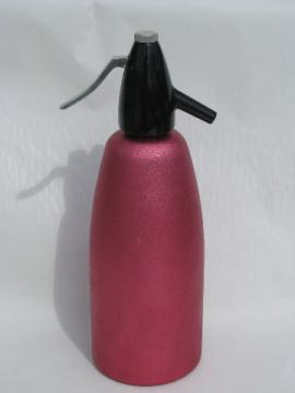 Retro pink glitter Nord soda siphon, 60s vintage Swedish mod barware
