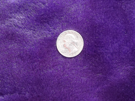Retro purple shag fake fur bedspread,  70s vintage furry fabric throw or rug