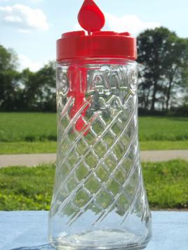 Retro refrigerator pitcher for Tang, glass bottle w/ orange plastic