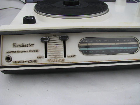 Retro space-age vintage Dorchester radio/turntable w/remote speaker and sci-fi style