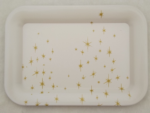 Retro Star Glow atomic stars pattern tin cocktail trays & coaster set