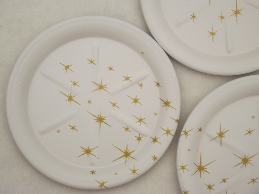 Retro Star Glow atomic stars pattern tin cocktail trays & coaster set