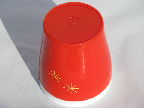 Retro starbursts insulated orange plastic tumblers, thermoware vintage