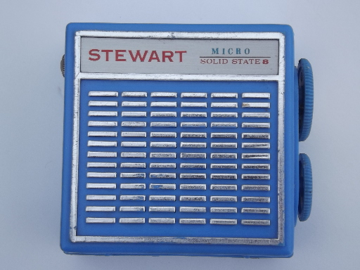 Retro Stewart Micro solid state radio, vintage 9 volt transistor radio