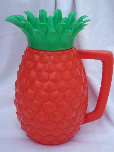 Retro tiki bar pitcher, 50s vintage plastic pineapple for pina-coladas