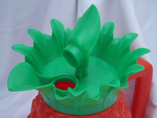 Retro tiki bar pitcher, 50s vintage plastic pineapple for pina-coladas