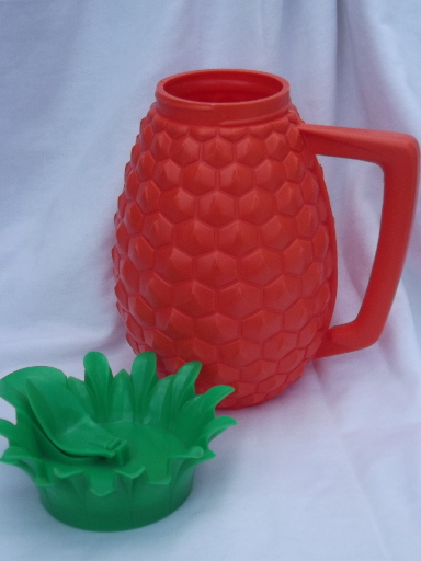 Retro tiki bar pitcher, 50s vintage plastic pineapple for pina-coladas