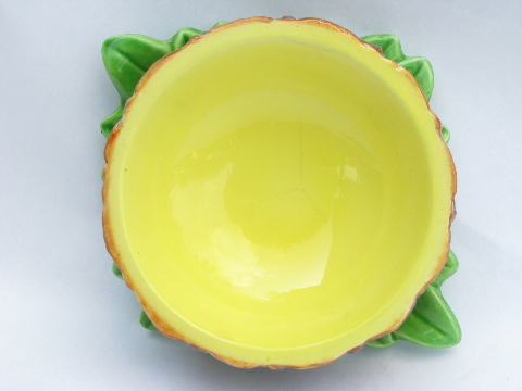 Retro tiki tropical pineapple shape sauce or salsa bowl, vintage Japan