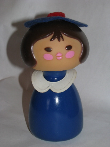Retro vintage Avon figural bottle cologne, Small World french girl doll in box
