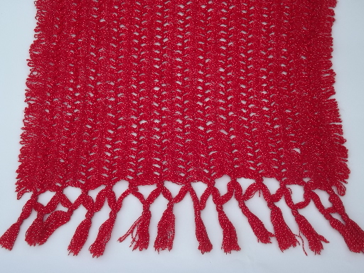 Retro vintage crochet shawl, long stole or wrap, cozy sweater knit