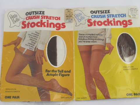 Retro vintage crush nylon super stretch stockings lot, suntan & pink