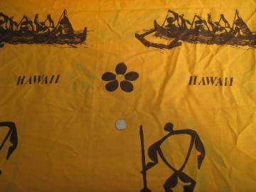 Retro vintage Hawaii souvenir border print fabric