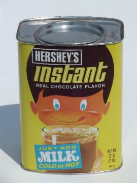 Retro vintage Hershey's Instant chocolate milk drink tin top container