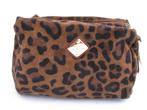 Retro vintage leopard print Italian leather purse, bracelet handle