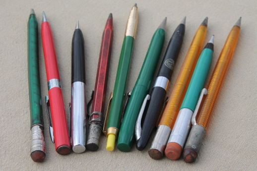 Retro vintage mechanical pencils, lot of mechanical pencils Faber-Castell, Scripto