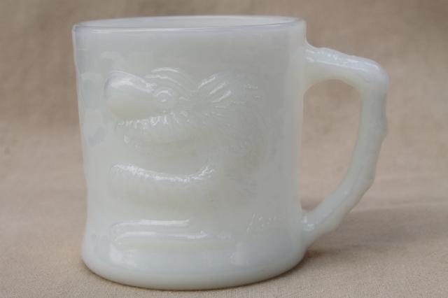 retro vintage milk glass Grog mug, BC comic strip character coffee cup