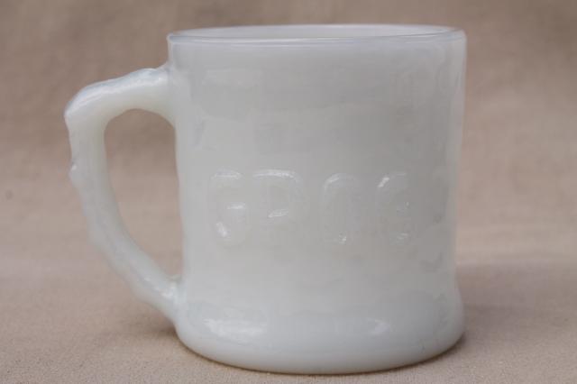 retro vintage milk glass Grog mug, BC comic strip character coffee cup