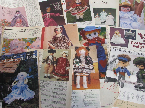 Retro vintage needlework patterns, sewing / crochet dolls & doll clothes