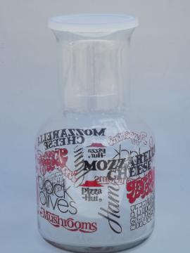 Retro vintage Pizza Hut glass bottle pitcher table carafe w/ lid