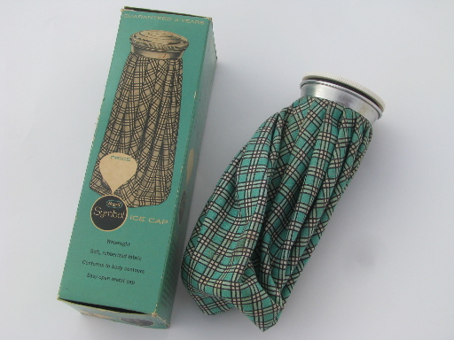 Retro vintage plaid cotton rubber ice cap bag for headache or sprained ankle