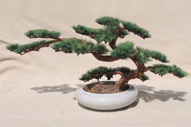 retro vintage plastic bonsai tree, mid-century modern decor, zen style mod!