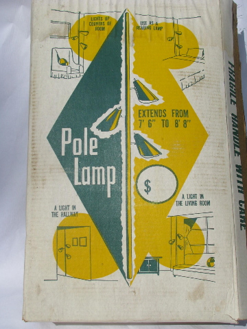 Retro vintage pole lamp w/ mod colored plastic light shades, new in original box