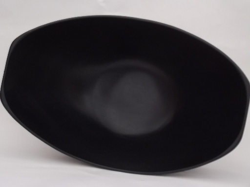 Retro vintage salad  set, mod black plastic salad bowl, spoon and fork