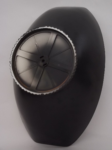 Retro vintage salad  set, mod black plastic salad bowl, spoon and fork