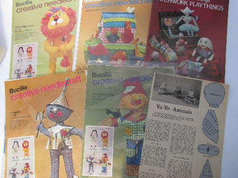 Retro vintage sewing patterns lot, teddy bears, stuffed animals, toys