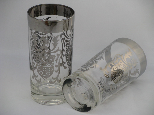 Roman God Mercury silver glass coasters, shield glasses, mod drinks rack