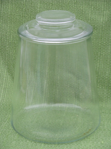 Round bellied cracker barrel or cookie jar & big old glass canister