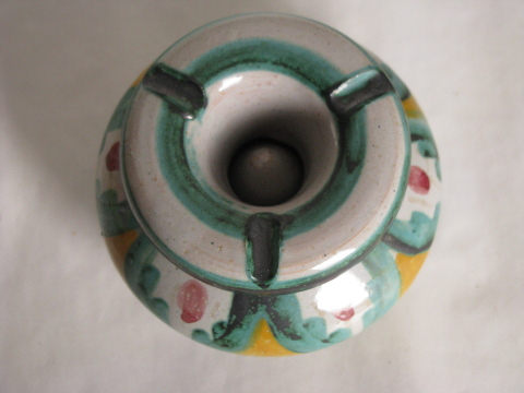 Rustic Italian ashtray, retro vintage hand-painted terracotta pottery, Italy
