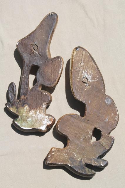 rustic mushrooms hippie vintage wall art, magic mushroom retro chalkware plaques