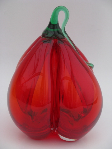 Signed Endler, Cedarville art glass studio large fruit paperweight