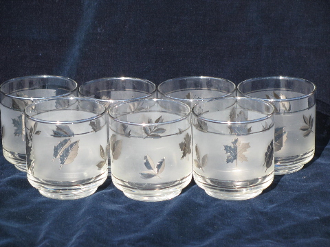 Silver Foliage vintage Libbey glasses, glass lowball tumblers
