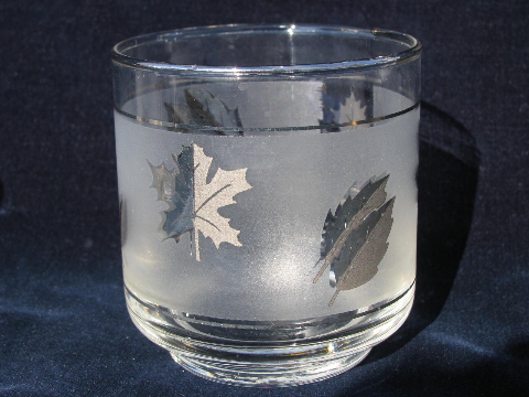 Silver Foliage vintage Libbey glasses, glass lowball tumblers