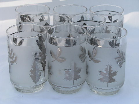 Silver Foliage vintage Libbey glasses, set of 8 glass tumblers